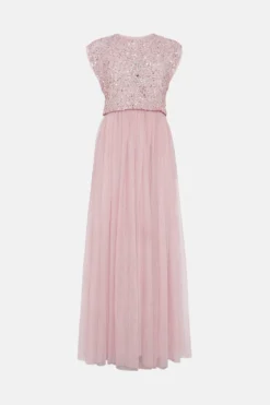 Coast Mixed Sequin Two In Bridesmaids Maxi Dress -Coast Shop bcc04346 blush xl 3