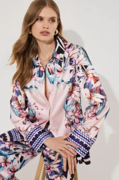 Coast Tropical Floral Geometric Placement Printed Shirt