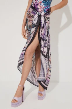 Coast Tropical Floral Geometric Print Sarong -Coast Shop bcc04384 purple xl 2