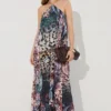 Coast Tropical Placement Print Necklace Detail Maxi Dress