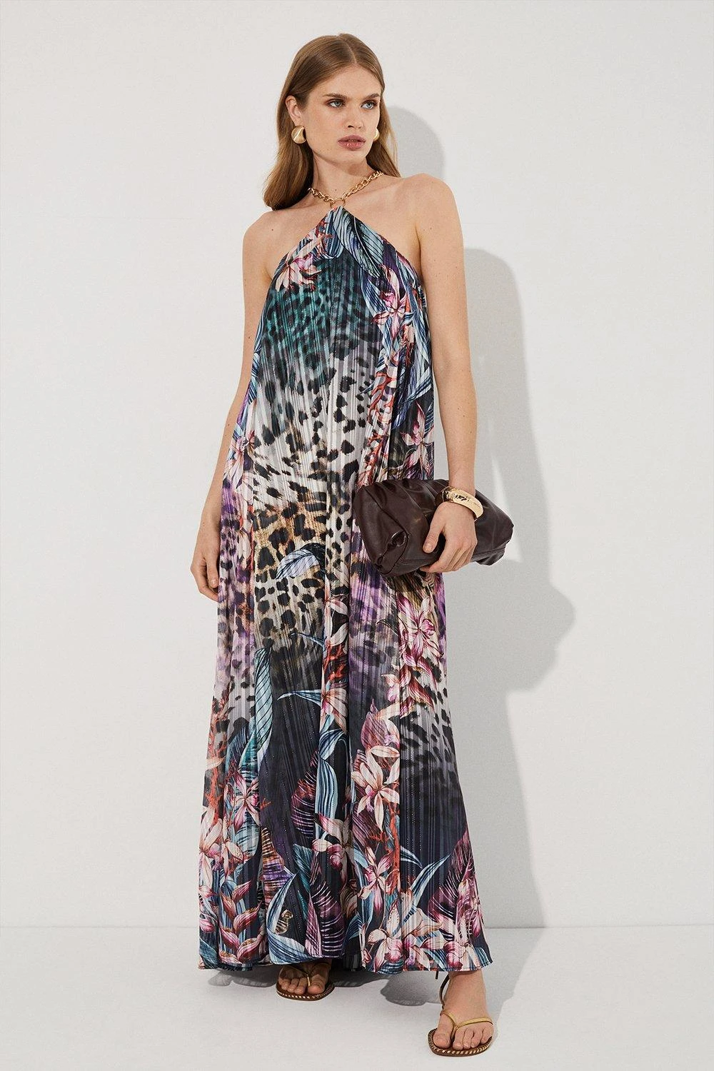 Coast Tropical Placement Print Necklace Detail Maxi Dress 1 Coast Tropical Placement Print Necklace Detail Maxi Dress