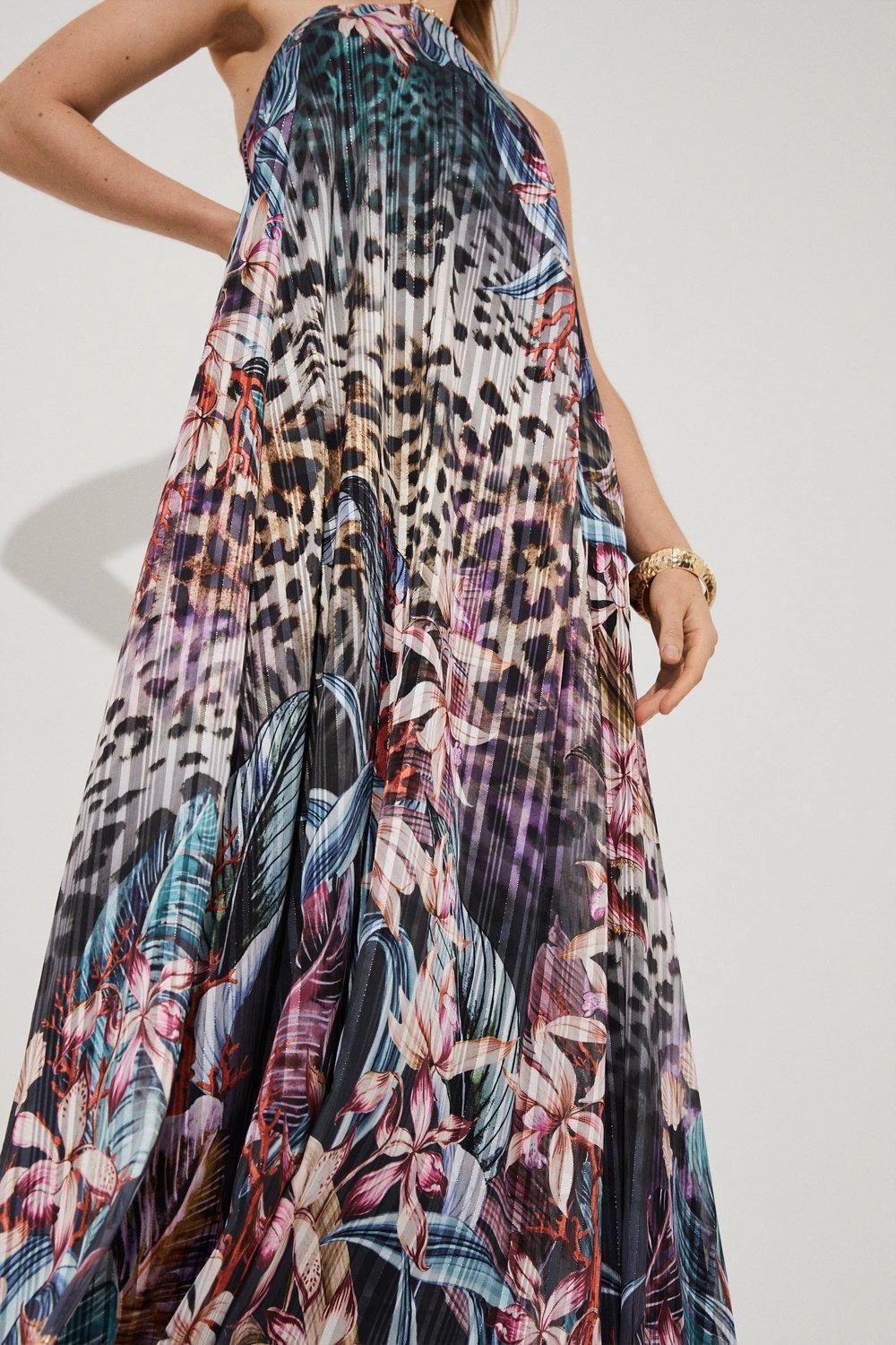 Coast Tropical Placement Print Necklace Detail Maxi Dress 3 Coast Tropical Placement Print Necklace Detail Maxi Dress - Image 3