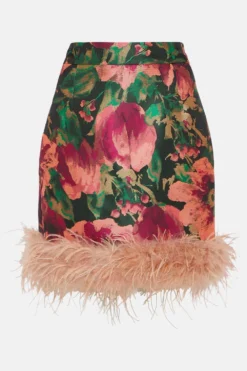 Coast Mini Skirt In Jacquard With Feathers -Coast Shop bcc04390 black xl 3