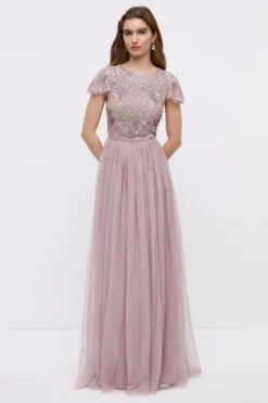 Coast Embellished Bodice Angel Sleeve Maxi Bridesmaids Dress