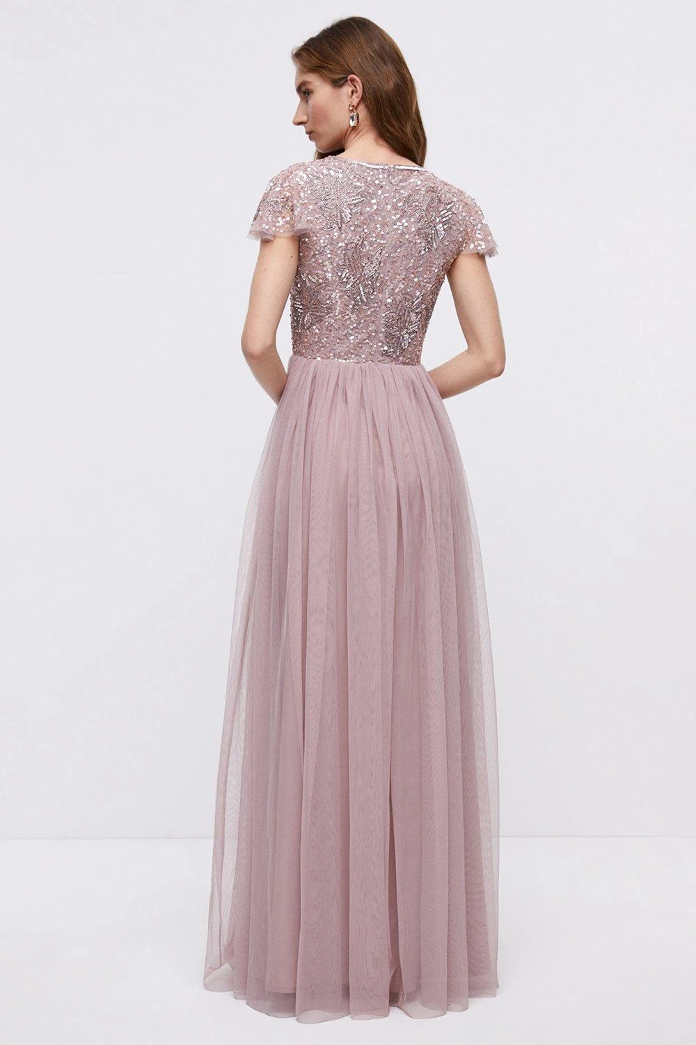 Coast Embellished Bodice Angel Sleeve Maxi Bridesmaids Dress 5 Coast Embellished Bodice Angel Sleeve Maxi Bridesmaids Dress - Image 5