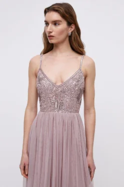 Coast Embellished Bodice Cami Tulle Maxi Bridesmaids Dress -Coast Shop bcc04434 mink xl 1