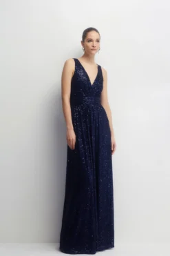 Coast Petite Plunge Sequin Bridesmaids Maxi Dress