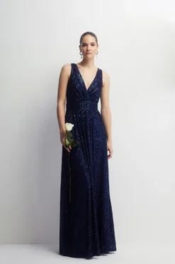 Coast Petite Plunge Sequin Bridesmaids Maxi Dress 7 Coast Petite Plunge Sequin Bridesmaids Maxi Dress -Coast Shop bcc04442 navy xl 4 scaled