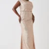 Coast Plus Blouson Top Fishtail Sequin Bridesmaids Maxi Dress