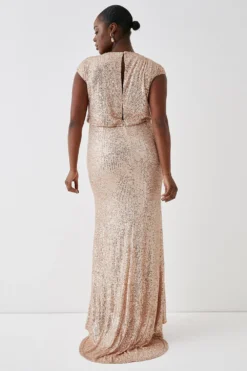 Coast Plus Blouson Top Fishtail Sequin Bridesmaids Maxi Dress -Coast Shop bcc04443 champagne xl 2