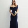 Coast Ruched Bardot Fishtail Slinky Jersey Bridesmaids Maxi Dress