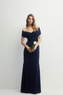 Coast Ruched Bardot Fishtail Slinky Jersey Bridesmaids Maxi Dress