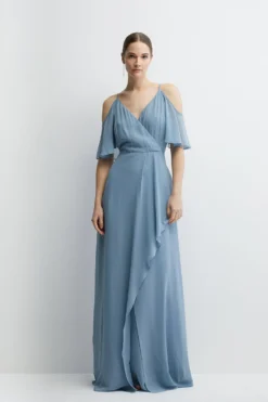 Coast Cold Shoulder Fixed Wrap Maxi Bridesmaids Dress