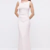 Coast Bow Shoulder Sculpting Crepe Bridesmaids Maxi Dress
