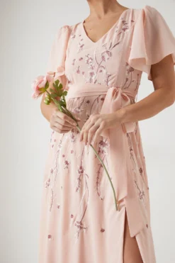Coast Premium Floral Embroidered Bridesmaids Maxi Dress -Coast Shop bcc04493 blush xl 4