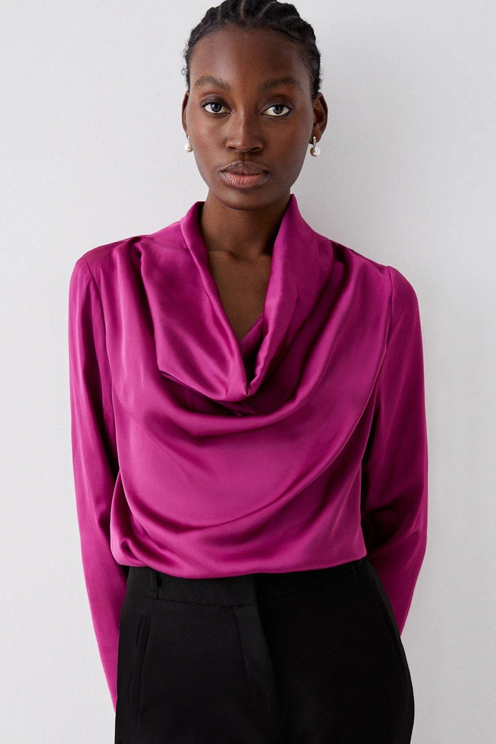 Coast Long Sleeve Satin Cowl Neck Top 1 Coast Long Sleeve Satin Cowl Neck Top