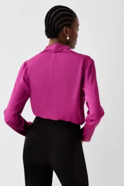 Coast Long Sleeve Satin Cowl Neck Top 6 Coast Long Sleeve Satin Cowl Neck Top -Coast Shop bcc04589 magenta xl 2