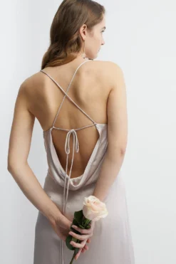 Coast Button And Split Detail Satin Bridesmaids Slip Dress -Coast Shop bcc04598 mink xl 1