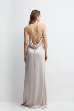 Coast Button And Split Detail Satin Bridesmaids Slip Dress -Coast Shop bcc04598 mink xl 2