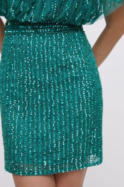 Coast Hand Embellished Sequin And Beaded Mini Skirt -Coast Shop bcc04620 green xl 1