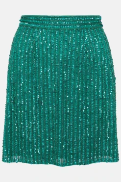 Coast Hand Embellished Sequin And Beaded Mini Skirt -Coast Shop bcc04620 green xl 3
