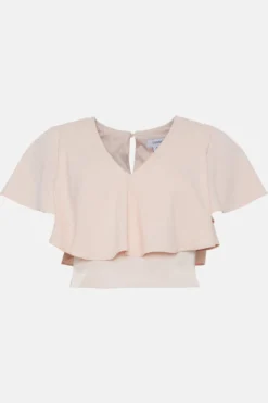Coast Premium Satin Back Crepe Angel Sleeve Top -Coast Shop bcc04653 blush xl 3