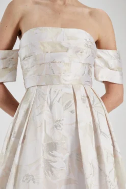 Coast RSN Inspired Organza Jacquard Bardot Dress -Coast Shop bcc04674 ecru xl 2