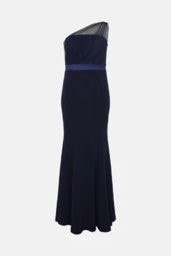 Coast Mesh One Shoulder Sculpting Crepe Bridesmaid Maxi Dress -Coast Shop bcc04763 navy xl 3