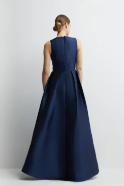 Coast Plunge Neck Waterfall Bridesmaid Maxi Dress With Pockets -Coast Shop bcc04779 navy xl 2 scaled