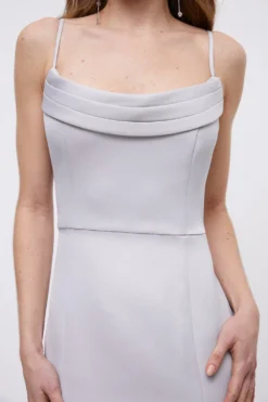 Coast Structured Satin Cowl Neck Bridesmaid Fishtail Maxi -Coast Shop bcc04780 grey20mist xl 2