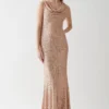 Coast Drape Cowl Neck Sequin Bridesmaid Maxi Dress