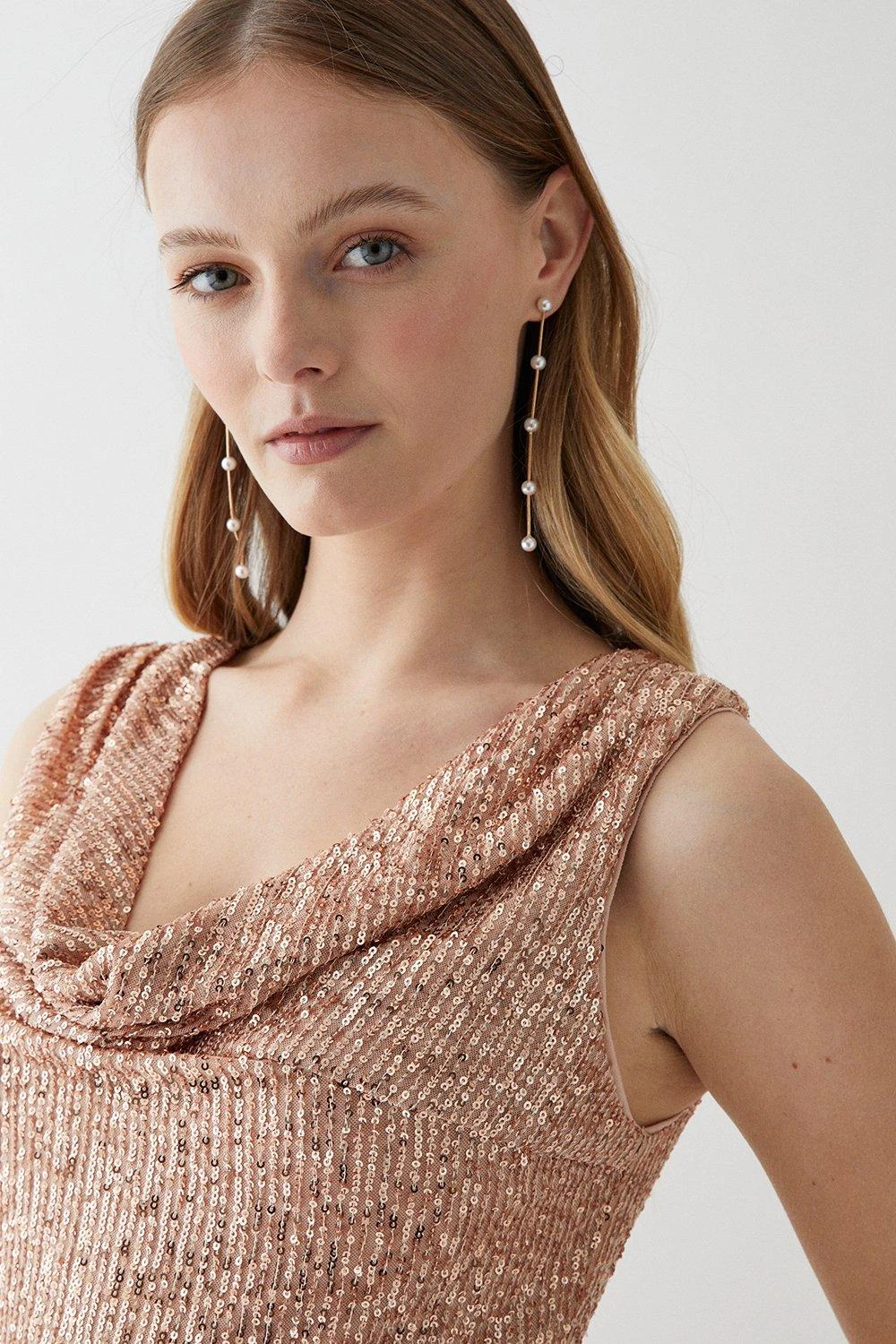 Coast Drape Cowl Neck Sequin Bridesmaid Maxi Dress 2 Coast Drape Cowl Neck Sequin Bridesmaid Maxi Dress - Image 2