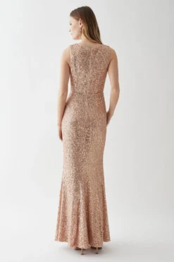 Coast Drape Cowl Neck Sequin Bridesmaid Maxi Dress 6 Coast Drape Cowl Neck Sequin Bridesmaid Maxi Dress -Coast Shop bcc04783 blush xl 2