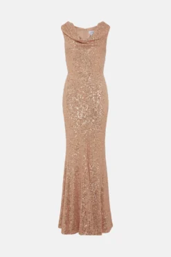 Coast Drape Cowl Neck Sequin Bridesmaid Maxi Dress 7 Coast Drape Cowl Neck Sequin Bridesmaid Maxi Dress -Coast Shop bcc04783 blush xl 3