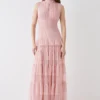 Coast Tulle Tiered Frill Sleeve Bridesmaids Maxi Dress