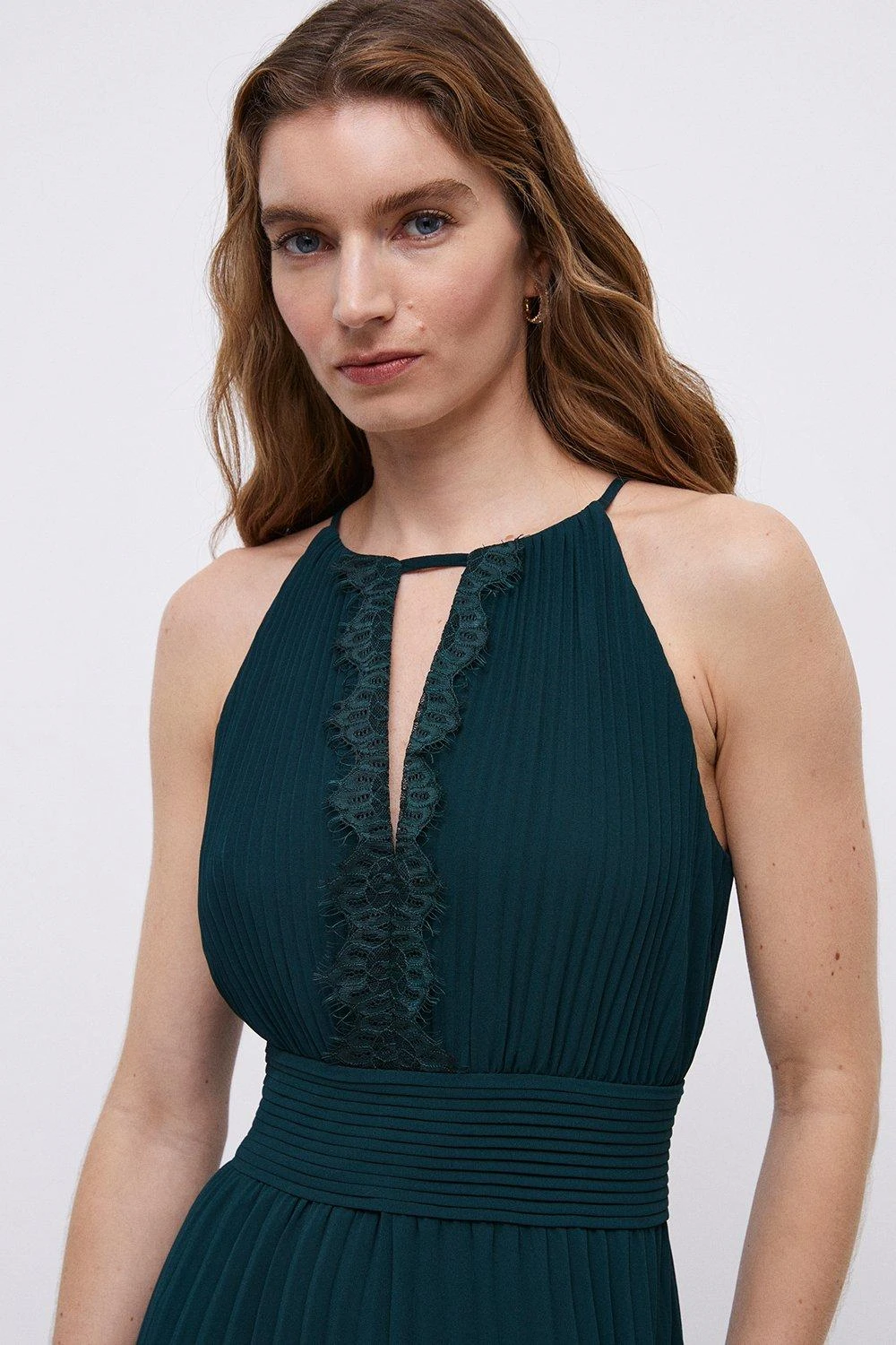 Coast Lace Keyhole Pleated Halter Bridesmaids Maxi Dress 2 Coast Lace Keyhole Pleated Halter Bridesmaids Maxi Dress - Image 2