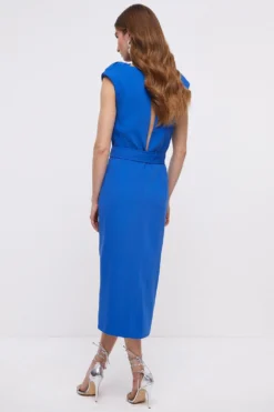 Coast Belted High Neck Wrap Skirt Dress -Coast Shop bcc04822 cobalt xl 2