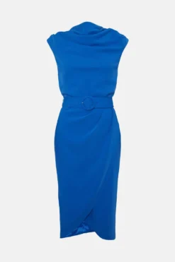 Coast Belted High Neck Wrap Skirt Dress -Coast Shop bcc04822 cobalt xl 3