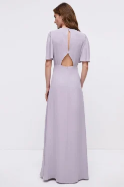 Coast Angel Sleeve Open Back Georgette Bridesmaids Maxi Dress -Coast Shop bcc04828 lilac20haze xl 2