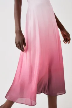 Coast One Shoulder Glossy Organza Ombre Midi Dress -Coast Shop bcc04845 multi xl 2