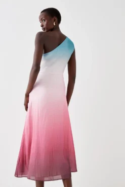 Coast One Shoulder Glossy Organza Ombre Midi Dress -Coast Shop bcc04845 multi xl 3