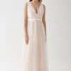Coast Tulle Plunge Neck Princess Bridesmaids Dress With Bow