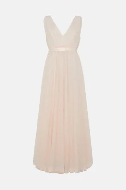 Coast Tulle Plunge Neck Princess Bridesmaids Dress With Bow -Coast Shop bcc04855 blush xl 3
