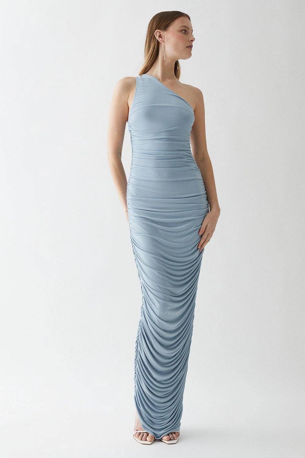 Coast One Shoulder Ruche Side Bridesmaids Maxi Dress 1 Coast One Shoulder Ruche Side Bridesmaids Maxi Dress