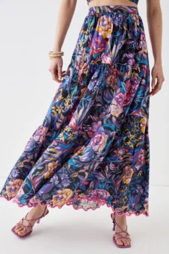 Coast Alexandra Farmer Tiered Maxi Skirt -Coast Shop bcc05017 black xl 2