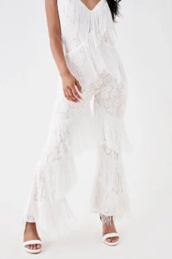 Coast Petite Lace And Tassel Statement Plunge Jumpsuit 5 Coast Petite Lace And Tassel Statement Plunge Jumpsuit -Coast Shop bcc05033 ivory xl 2