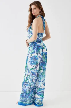 Coast Alexandra Farmer Ruffle Wide Leg Jumpsuit -Coast Shop bcc05068 blue xl 3