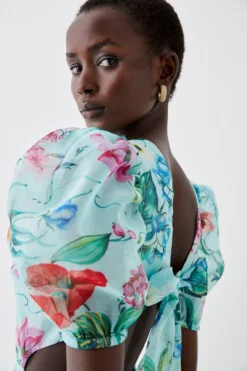 Coast Floral Organza Puff Sleeve Midaxi Dress -Coast Shop bcc05088 mint xl 2