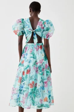 Coast Floral Organza Puff Sleeve Midaxi Dress -Coast Shop bcc05088 mint xl 3