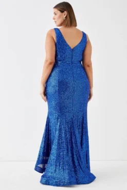 Coast Plus Size Sequin Fishtail Maxi Dress -Coast Shop bcc05114 cobalt xl 2